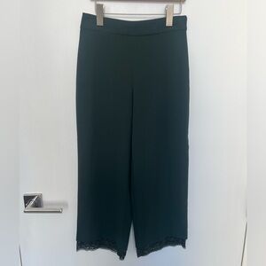 Club Monaco Cropped Pants with Crochet Detail - Green